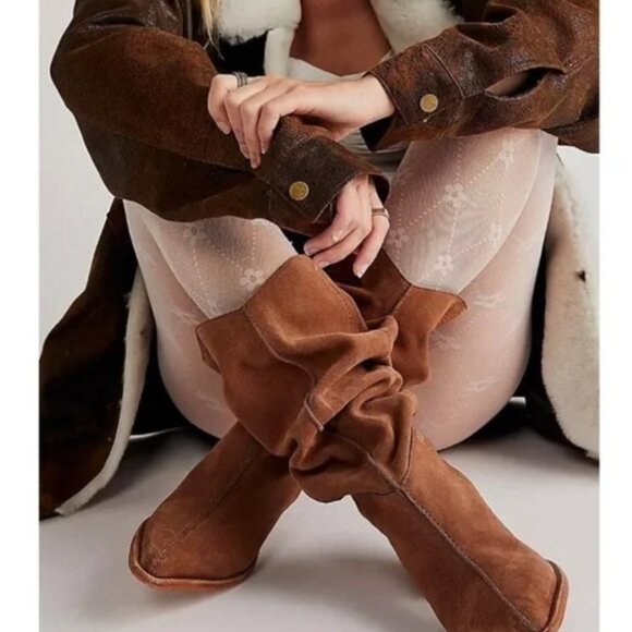 Free People suede tan Over the Knee Boots with slouch - Picture 1 of 11